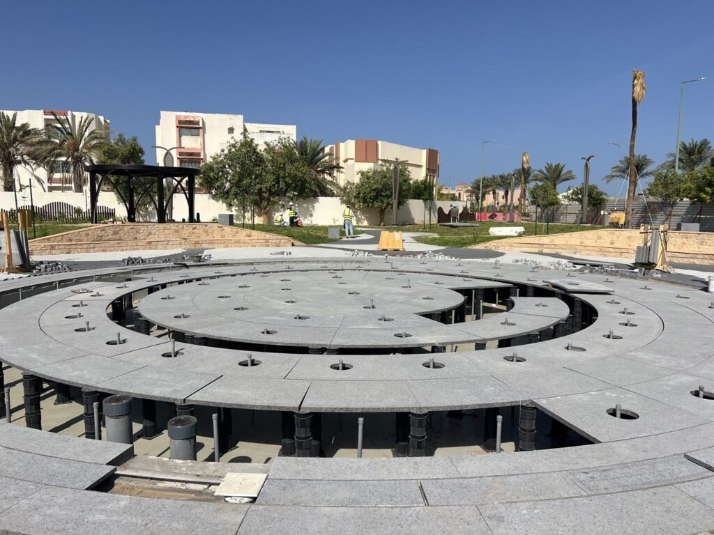 The finished fountain deck in the park